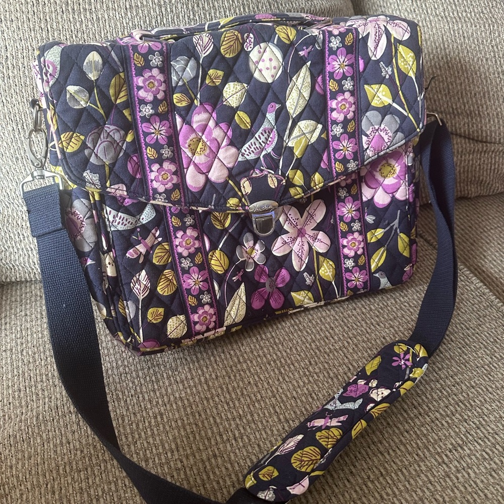 Vera Bradley Purple and Yellow Laptop Bag with Durable Design